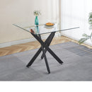 Dining Table With Cross Metal Leg And Tempered Glass, Modern Space Saving Kitchen Table For Living Room Legs, Square Table by HouseOfZazla