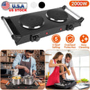 2000W Electric Dual Burner Portable Coil Heating Hot Plate Stove Countertop RV Hotplate with 5 Temperature Adjustments Portable Handles