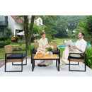 4 Piece Patio Furniture Set With Acacia Wood Table Top And Cushions by HouseOfZazla