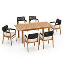 Outdoor 7 Pieces Rustic Patio Acacia Expandable Dining Set