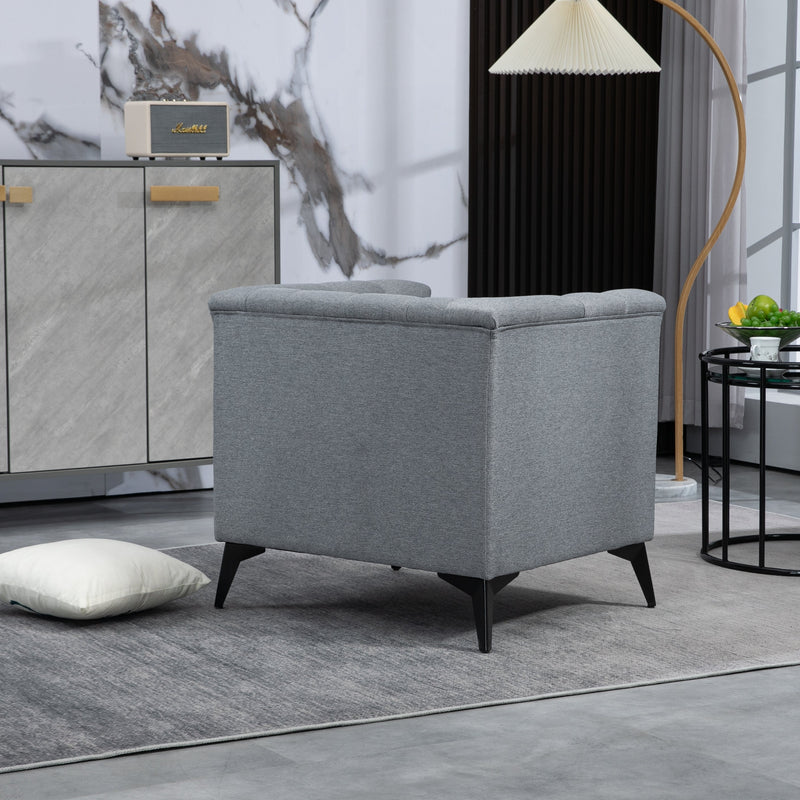 Accent Chair Living Room Chairs Single Sofa Chair,Arm Chairs with Linen Fabric, Mid Century Accent Arm Chairs Comfy Reading Lounge Club Armchair for Bedroom Office Study