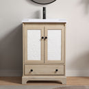Bathroom Vanity Base, Cabinet With Carved Floral Doors - Natural Wood by HouseOfZazla