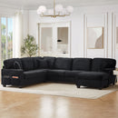 Upholstered U-Shaped Sectional Sofa With Movable Ottoman And Side Storage Pockets by HouseOfZazla