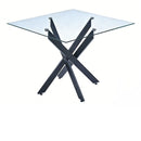 Dining Table With Cross Metal Leg And Tempered Glass, Modern Space Saving Kitchen Table For Living Room Legs, Square Table by HouseOfZazla