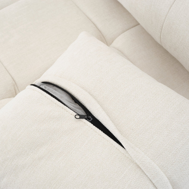 91.73" L-shaped Sofa Sectional Sofa Couch with 2 Stools and 2 Lumbar Pillows for Living Room, Biege