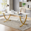 Executive Office Computer Desk For Home Office - White / Gold by HouseOfZazla