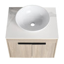24" Modern Design Float Bathroom Vanity With Ceramic Basin Set, Wall Mounted White Oak Vanity With Soft Close Door, KD-PackingD-Packing Pieces