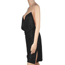 Sexy Women Chained Side Slit Backless Minidress With Sequins