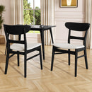 Set of 2 Mid-Century Dining Chairs - Upholstered Seat, Rubberwood Legs by HouseOfZazla