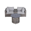 Rattan Patio Set With Comfortable Cushions And Fire Pit by HouseOfZazla