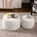 White Round Storage Table Set with Lift-Off Lid