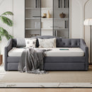 Twin Size Upholstered Daybed With Trundle And USB Charging Design For Bedroom - Gray by HouseOfZazla