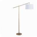 Casper 69" Contemporary Metal Floor Lamp in Gold Metal with Off-White Linen Shade