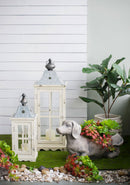 Wooden Candle Lantern Decorative, Hurricane Lantern Holder Decor For Indoor Outdoor, Home Garden - Ivory by HouseOfZazla