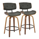 Lombardi - Mid-Century Modern Fixed Height Counter Stool With Swivel With Round Footrest (Set of 2)
