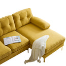 83" Modern Sectional Sofas Couches Velvet L-Shaped Couches for Living Room, Bedroom, Yellow