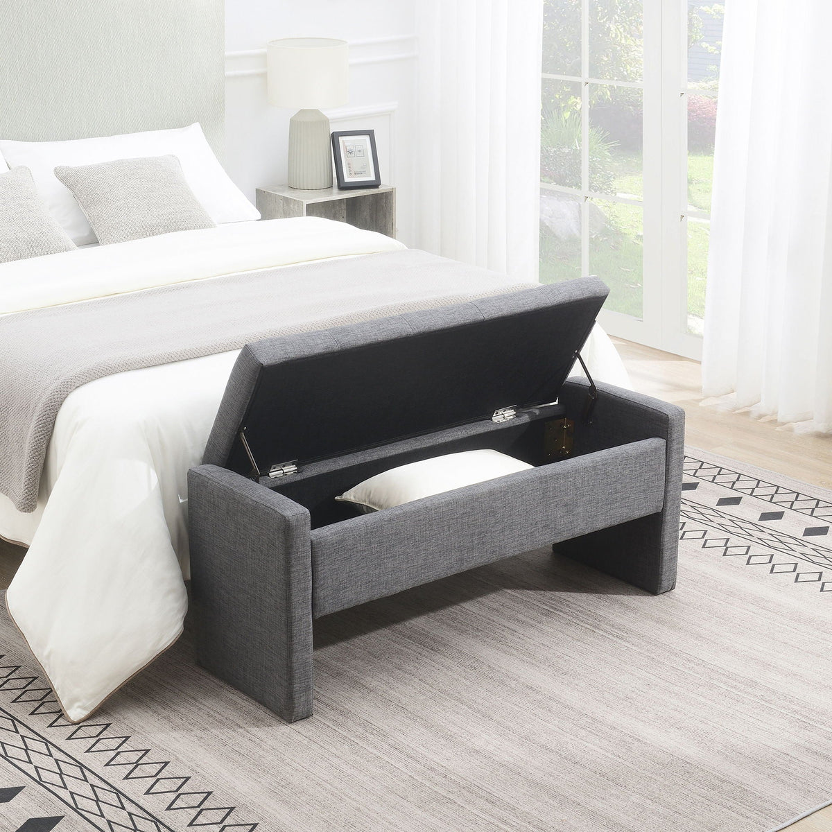 Modern Upholstered Large Bed End Bench With Storage, photo 17 of 20