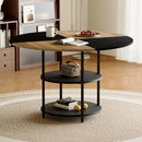 Diameter - Modern Splicing Circular Dining Table Double Layer Storage - Wood / Black by HouseOfZazla