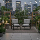 All Weather Armchairs With Cushions, Sculptural Design (Set of 2) - Gray / Khaki by HouseOfZazla