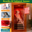 Far infrared sauna front door with red light therapy Low EMFwooden sauna room