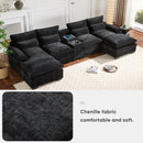 Modern U-Shaped Sectional Sofa with Console and USB Charger