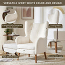 Accent Chair With Birch Wood Legs - White by HouseOfZazla