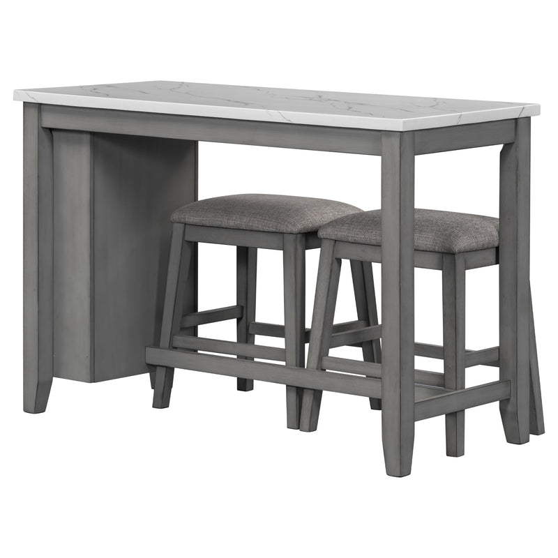5-piece Counter Height Dining Table Set with Built-in Storage Shelves,Grey(OLD SKU W504S00143)