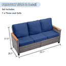 69.7" Wide Outdoor Wicker Patio Sofa