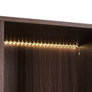 Modern Minimalist Tall Lighted Display Cabinet With Tempered Glass Door - Black / Dark Walnut by HouseOfZazla