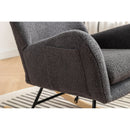 35.5 inch Rocking Chair with Pocket, Soft Teddy Fabric Rocking Chair for Nursery, Comfy Wingback Glider Rocker with Safe Solid Wood Base for Living Room Bedroom Balcony (greg)