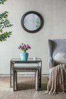 Circle Wall Mirror With Wooden Frame, Antique Classic Accent Mirror, For Living Room - Black by Unique Piece Furniture