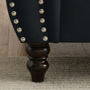 80" Chesterfield Sofa Black Velvet for Living Room, 3 Seater Sofa Tufted Couch with Rolled Arms and Nailhead for Living Room, Bedroom, Office, Apartment, two pillows