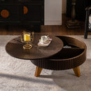 Round Retro Coffee With Solid Wood Legs by Unique Piece Furniture