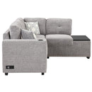 83.8" Reversible Sectional Pull-Out Sofa Bed L-Shaped Corner Sofa Couch with Storage Chaise, USB Ports, Power Sockets, Cup Holder for Living Room, Bedroom, Study,Light Gray