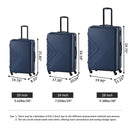 3 Piece Luggage Sets ABS Lightweight Suitcase with Two Hooks, Spinner Wheels, TSA Lock, (20/24/28) Navy