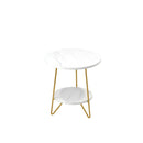 Round End Table With Hairpin Legs, 2 Tier For Living Room - White / Gold by HouseOfZazla