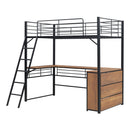 Loft Bed & 3 Layers Of Shelves And L-Shaped Desk by Unique Piece Furniture