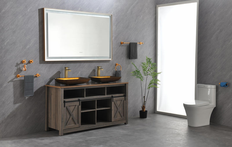 60x36 LED Lighted Bathroom Wall Mounted Mirror with High Lumen+Anti-Fog Separately Control