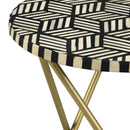 Top Accent Table With Mosaic Design, Circular Tabletop - Gold by HouseOfZazla