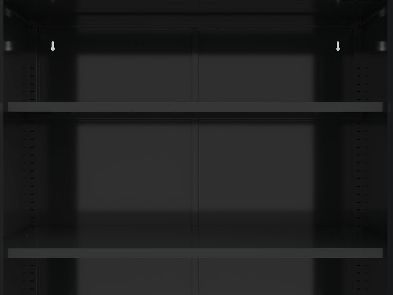 47.2 inches high Metal Storage Cabinet with 2 Mesh Doors, Suitable for Office, Dining Room and Living Room, Black