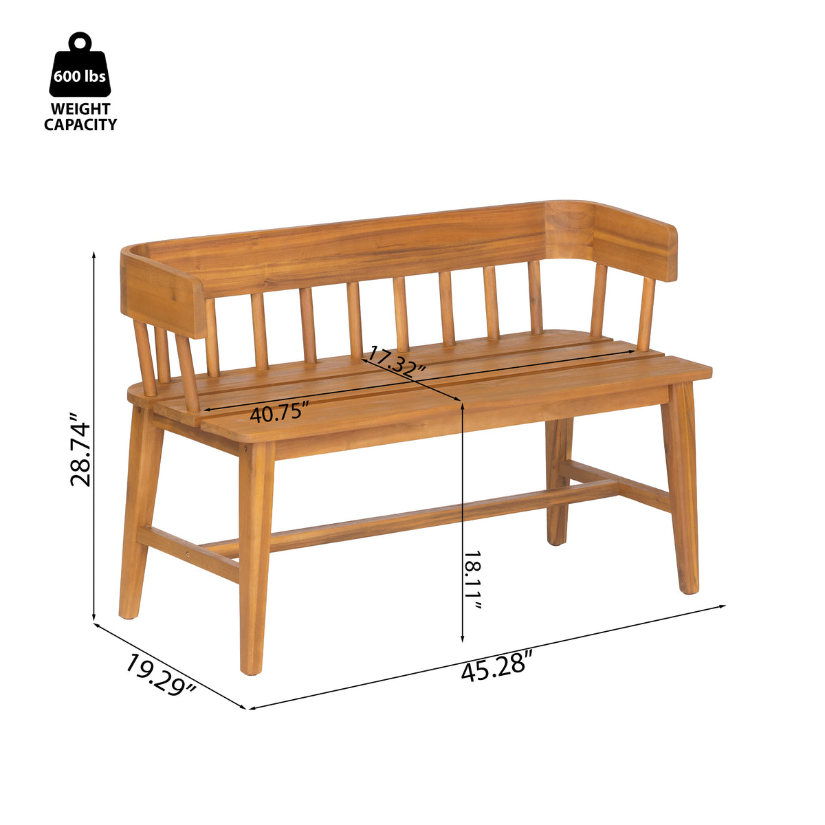 Bramley Outdoor Acacia Wood Bench, photo 9 of 10