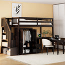 Loft Bed With Stairs, Bookshelf, Drawers, Desk & Wardrobe, Space Saving Multifunctional Furniture by HouseOfZazla