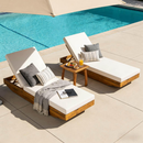 Acacia Wood Chaise Lounge with Cushion - Teak Finish