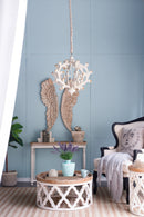 6 - Light Wood Chandelier, Hanging Light Fixture with Adjustable Chain for Kitchen Dining Room Foyer Entryway, Bulb Not Included