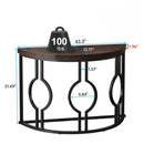 Semi Circle, Half Moon Console Table For Entryway With Geometric Base For Living Hallway - Rustic Brown by HouseOfZazla