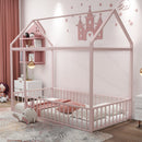 Metal Bed House Bed Frame With Fence by Unique Piece Furniture