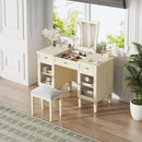 Multi Functional 2 In 1 Vanity Desk With Flip Top Mirror Material - White Oak by Unique Piece Furniture