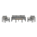4-Pieces Outdoor Metal Patio Furniture Set with Cushions