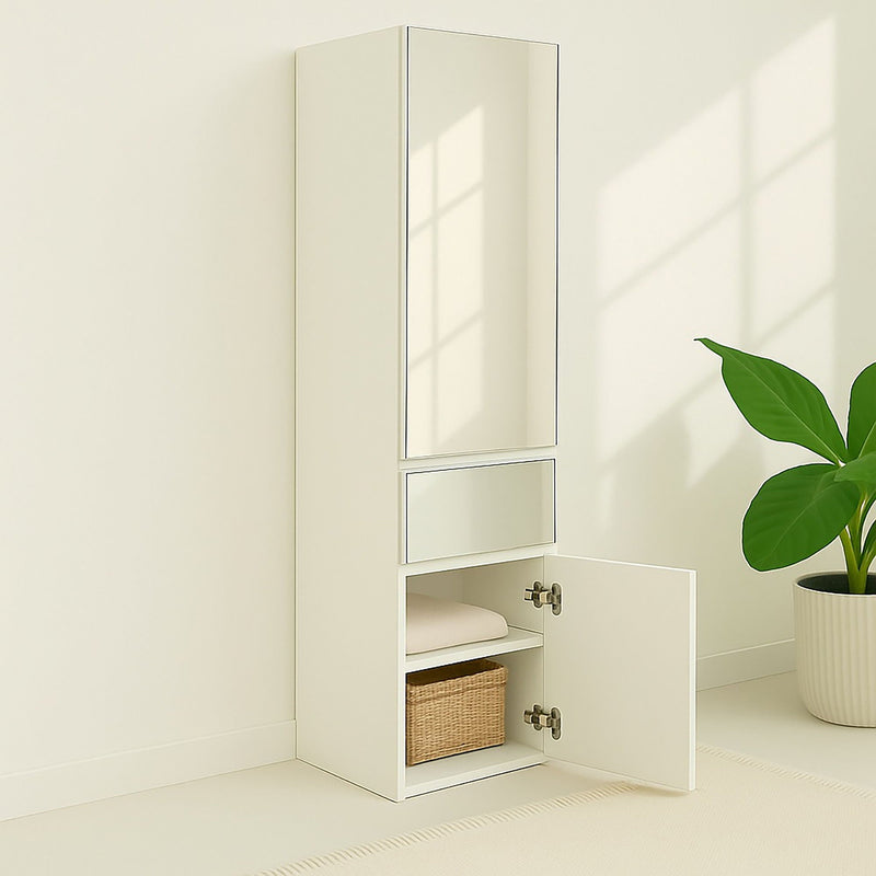 Elise - Slim Modular Closet Cabinet With Mirror - White, photo 16 of 17