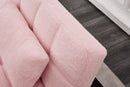71" Convertible sofa bed futon with gold metal legs teddy fabric (Pink)